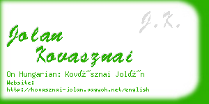 jolan kovasznai business card